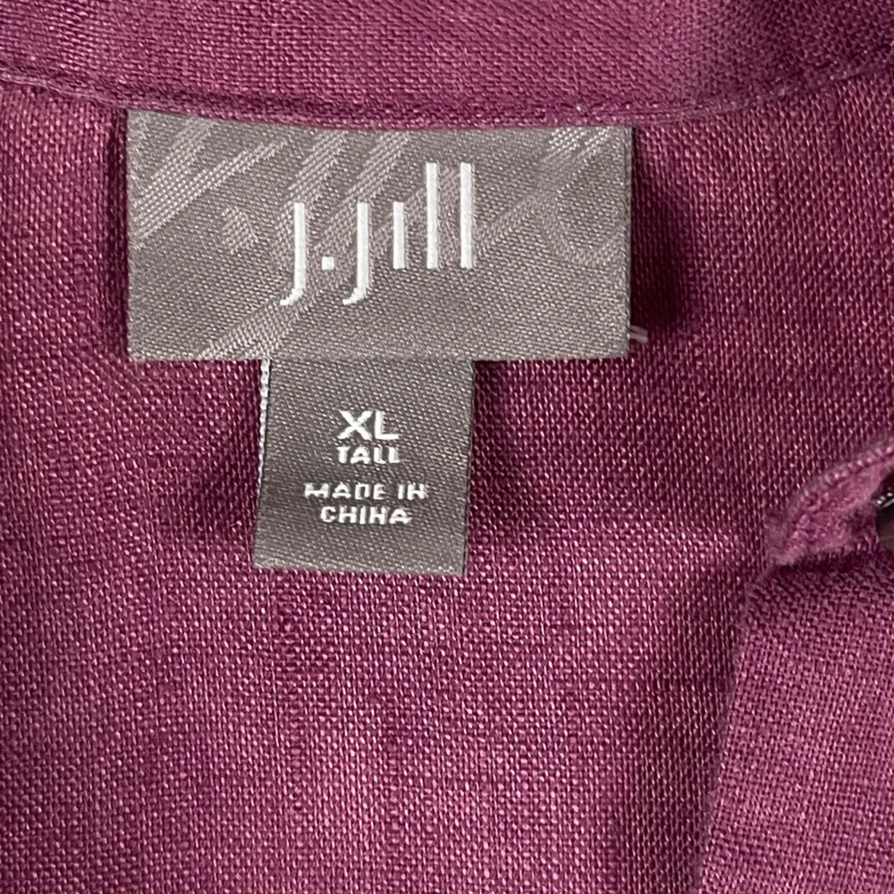 J.Jill Womens XL Tall Plum Purple 100% Linen Button Down Tunic Shirt Top - Picture 4 of 8